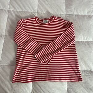 Red and white striped boxy tee